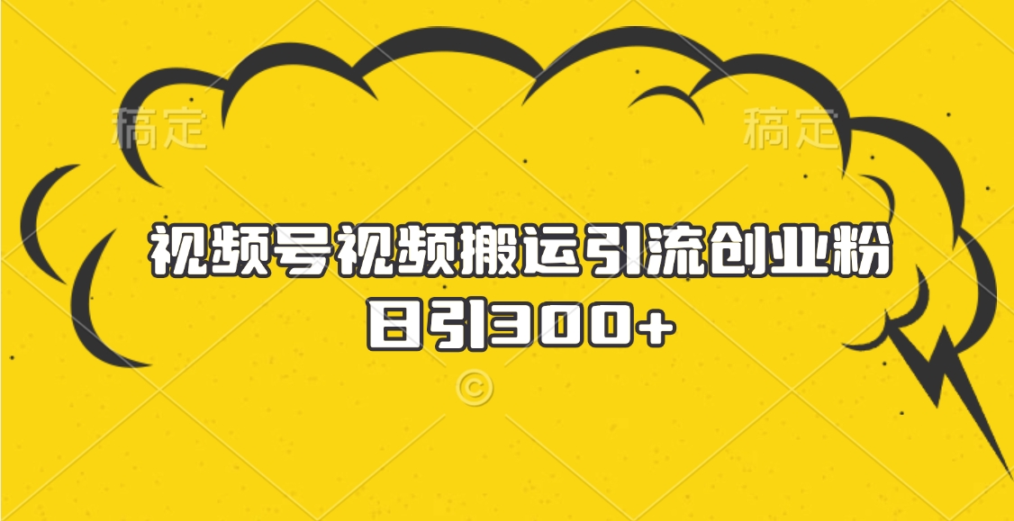 视频号视频搬运引流创业粉，日引300+-明哥网创资源