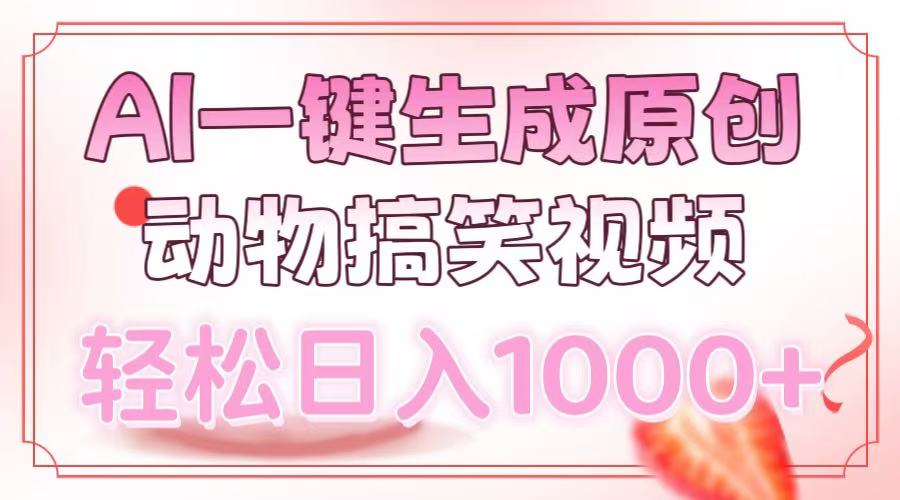 AI一键生成原创动物搞笑视频，轻松日入1000+-明哥网创资源