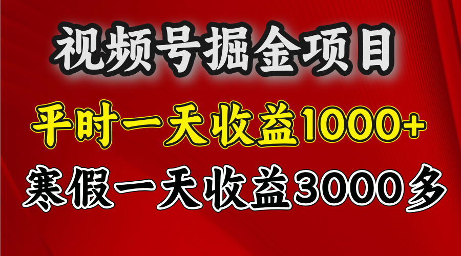 视频号掘金项目，寒假一天收益3000多-明哥网创资源