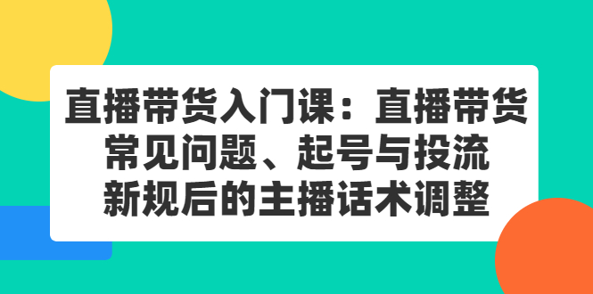 直播带货入门课：直播带货常见问题、起号与投流、新规后的主播话术调整-明哥网创资源