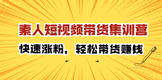 素人短视频带货集训营：快速涨粉，轻松带货赚钱-明哥网创资源