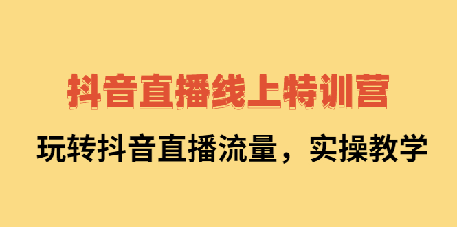 抖音直播线上特训营：玩转抖音直播流量，实操教学-明哥网创资源