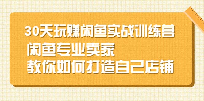 30天玩赚闲鱼实战训练营，闲鱼专业卖家教你如何打造自己店铺-明哥网创资源