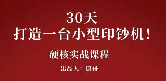 康哥30天打造一台小型印钞机：躺赚30万的项目完整复盘（视频教程）-明哥网创资源