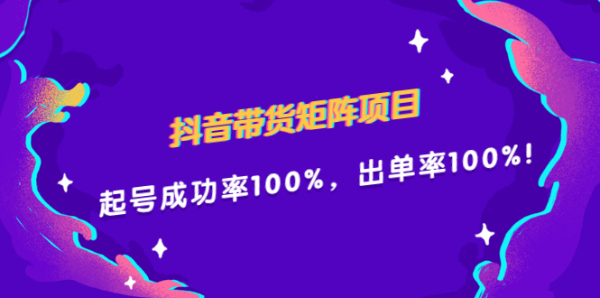 抖音带货矩阵项目，起号成功率100%，出单率100%！-明哥网创资源