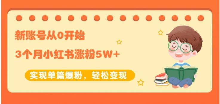 新账号从0开始3个月小红书涨粉5W+实现单篇爆粉，轻松变现（干货）-明哥网创资源