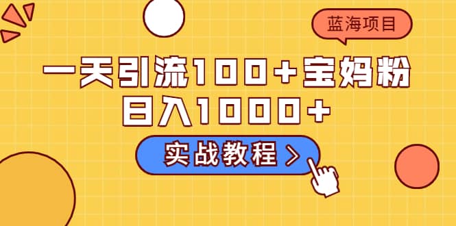 一天引流100+宝妈粉，日入1000+的蓝海项目（实战教程）-明哥网创资源