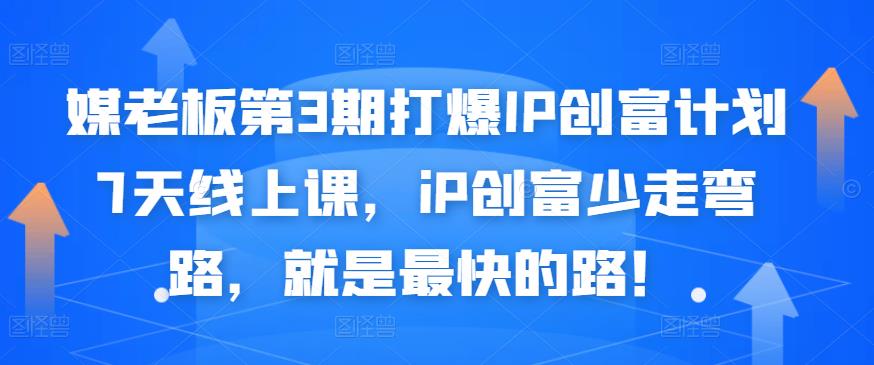 媒老板第3期打爆IP创富计划7天线上课，iP创富少走弯路，就是最快的路！-明哥网创资源